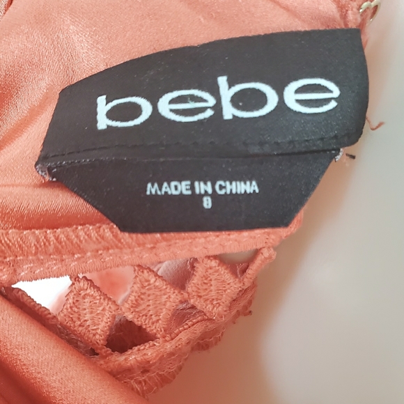 bebe Ruffle Eyelet Lace Crisscross Back Mini Dress - Picture 8 of 8